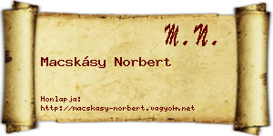Macskásy Norbert névjegykártya