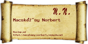 Macskásy Norbert névjegykártya