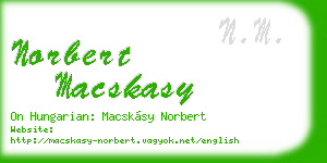 norbert macskasy business card
