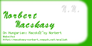norbert macskasy business card